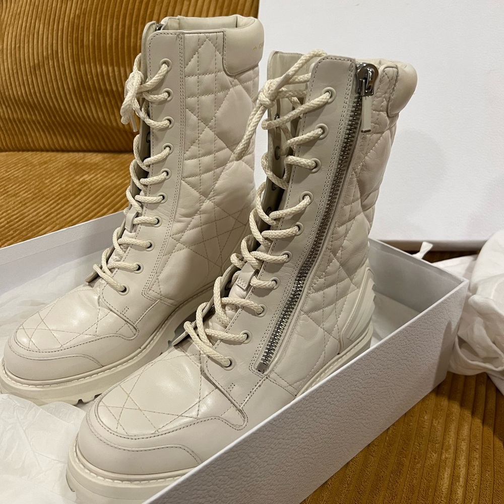 White and creme Dior boots, Authentic Dior, Size 39. Like new, barely worn.
